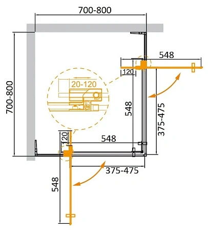 Душевой уголок CEZARES SLIDER-A-2-70/80-GRIGIO-BORO 70-80x70-80см стекло тонированное (графит), профиль брашированное золото Душевой уголок CEZARES SLIDER-A-2-70/80-GRIGIO-BORO 70-80x70-80см стекло тонированное (графит), профиль брашированное золото