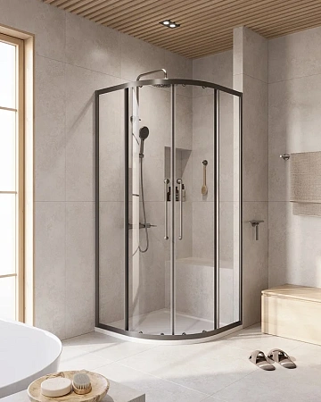 Душевой уголок CEZARES RELAX-304-R-2-100-C-GM 100x100см стекло прозрачное, профиль оружейная сталь Душевой уголок CEZARES RELAX-304-R-2-100-C-GM 100x100см стекло прозрачное, профиль оружейная сталь