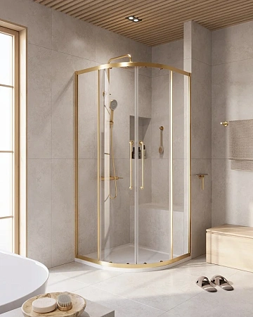 Душевой уголок CEZARES RELAX-304-R-2-100-C-BORO 100x100см стекло прозрачное, профиль брашированное золото Душевой уголок CEZARES RELAX-304-R-2-100-C-BORO 100x100см стекло прозрачное, профиль брашированное золото