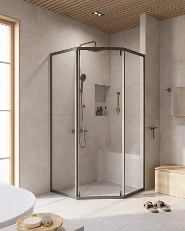 Душевой уголок CEZARES RELAX-304-P-1-100-C-GM 100x100см стекло прозрачное, профиль оружейная сталь Душевой уголок CEZARES RELAX-304-P-1-100-C-GM 100x100см стекло прозрачное, профиль оружейная сталь