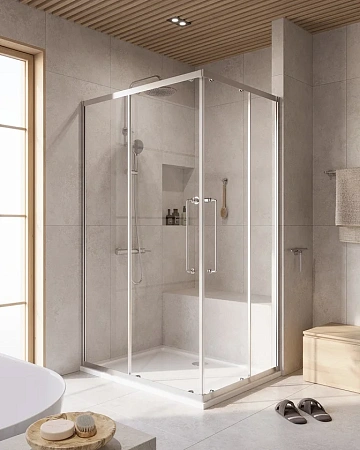 Душевой уголок CEZARES RELAX-304-AH-2-120/90-C-CR 120x90см стекло прозрачное, профиль хром Душевой уголок CEZARES RELAX-304-AH-2-120/90-C-CR 120x90см стекло прозрачное, профиль хром
