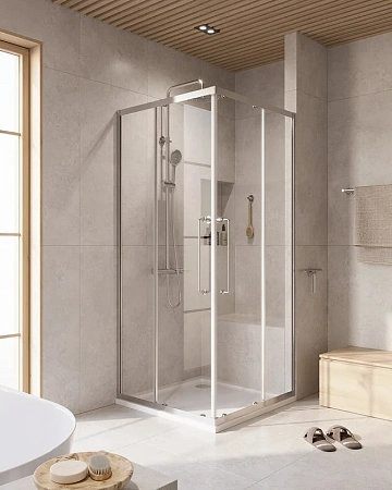 Душевой уголок CEZARES RELAX-304-A-2-100-C-CR 100x100см стекло прозрачное, профиль хром Душевой уголок CEZARES RELAX-304-A-2-100-C-CR 100x100см стекло прозрачное, профиль хром