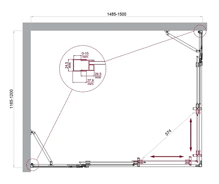 Душевой уголок BelBagno LUCE-AH-22-150/120-C-Cr Душевой уголок BelBagno LUCE-AH-22-150/120-C-Cr