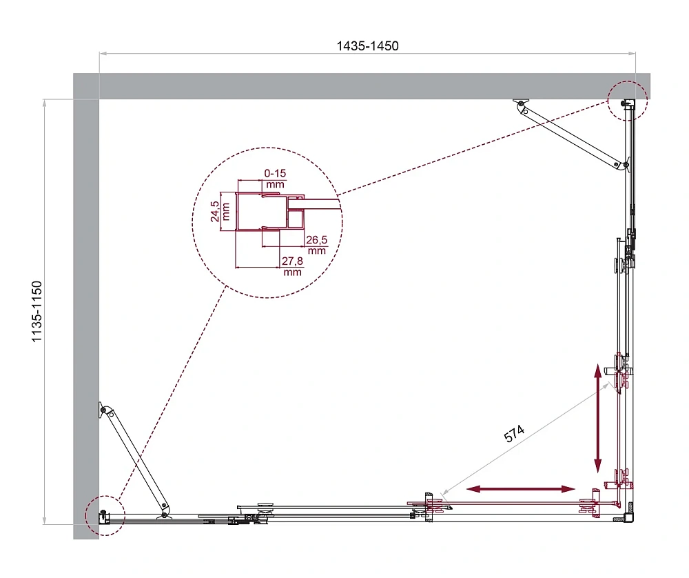 Душевой уголок BelBagno LUCE-AH-22-145/115-C-Cr — Изображение 2