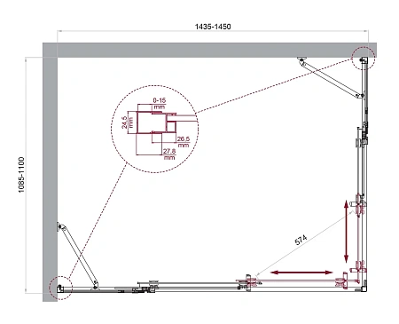 Душевой уголок BelBagno LUCE-AH-22-145/110-C-Cr Душевой уголок BelBagno LUCE-AH-22-145/110-C-Cr