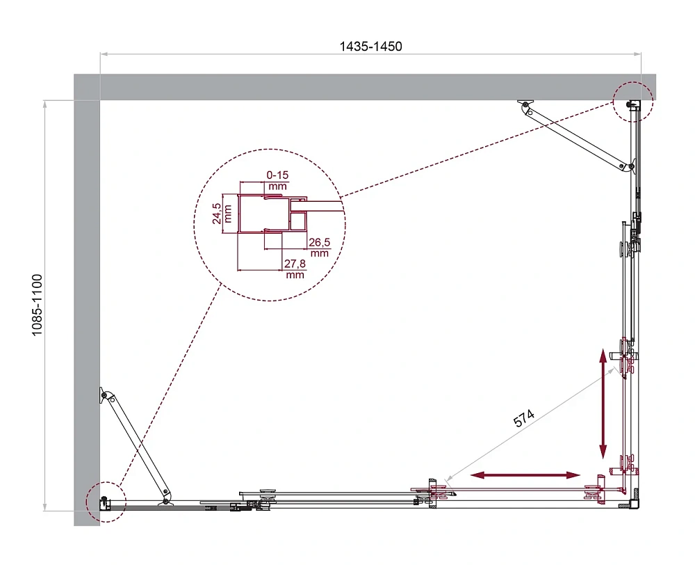 Душевой уголок BelBagno LUCE-AH-22-145/110-C-Cr — Изображение 2