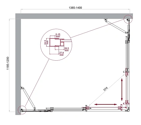 Душевой уголок BelBagno LUCE-AH-22-140/120-C-Cr Душевой уголок BelBagno LUCE-AH-22-140/120-C-Cr