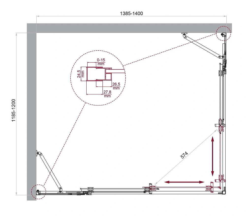 Душевой уголок BelBagno LUCE-AH-22-140/120-C-Cr — Изображение 2