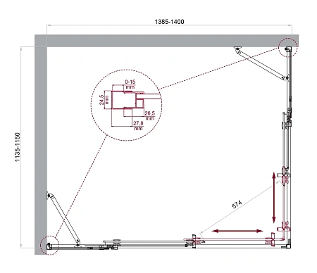 Душевой уголок BelBagno LUCE-AH-22-140/115-C-Cr Душевой уголок BelBagno LUCE-AH-22-140/115-C-Cr