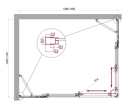 Душевой уголок BelBagno LUCE-AH-22-140/110-C-Cr Душевой уголок BelBagno LUCE-AH-22-140/110-C-Cr