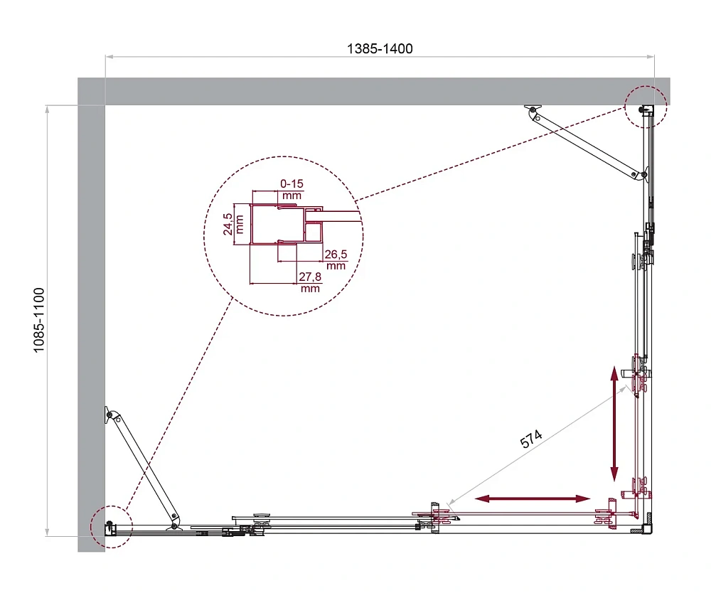 Душевой уголок BelBagno LUCE-AH-22-140/110-C-Cr — Изображение 2