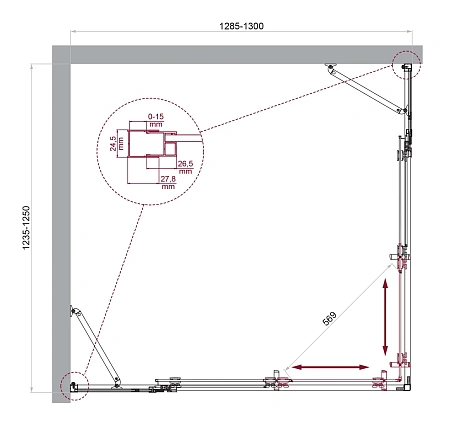 Душевой уголок BelBagno LUCE-AH-22-130/125-C-Cr Душевой уголок BelBagno LUCE-AH-22-130/125-C-Cr