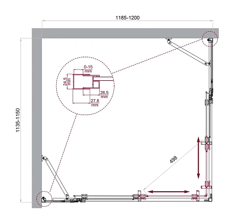 Душевой уголок BelBagno LUCE-AH-22-120/115-C-Cr Душевой уголок BelBagno LUCE-AH-22-120/115-C-Cr