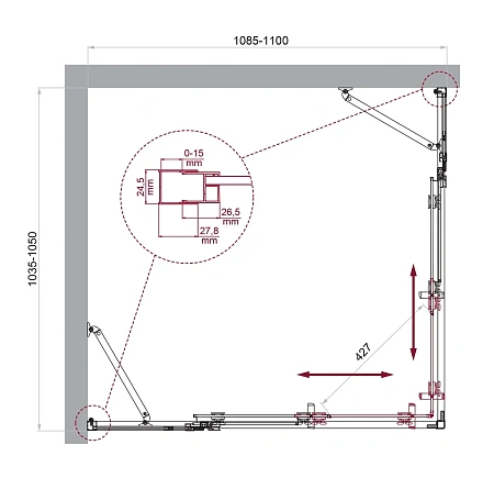 Душевой уголок BelBagno LUCE-AH-22-110/105-C-Cr Душевой уголок BelBagno LUCE-AH-22-110/105-C-Cr