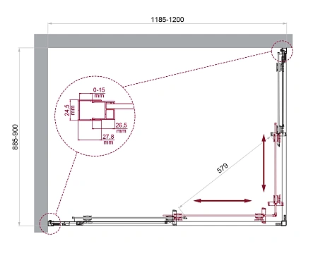 Душевой уголок BelBagno LUCE-AH-2-120/90-C-Cr Душевой уголок BelBagno LUCE-AH-2-120/90-C-Cr