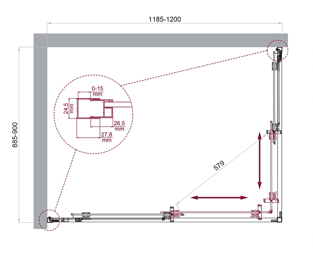 Душевой уголок BelBagno LUCE-AH-2-120/90-C-Cr — Изображение 2