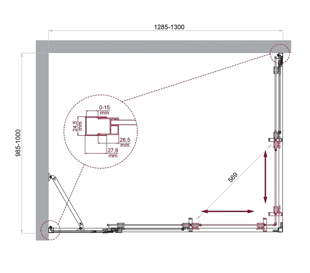Душевой уголок BelBagno LUCE-AH-21-130/100-C-Cr — Изображение 2