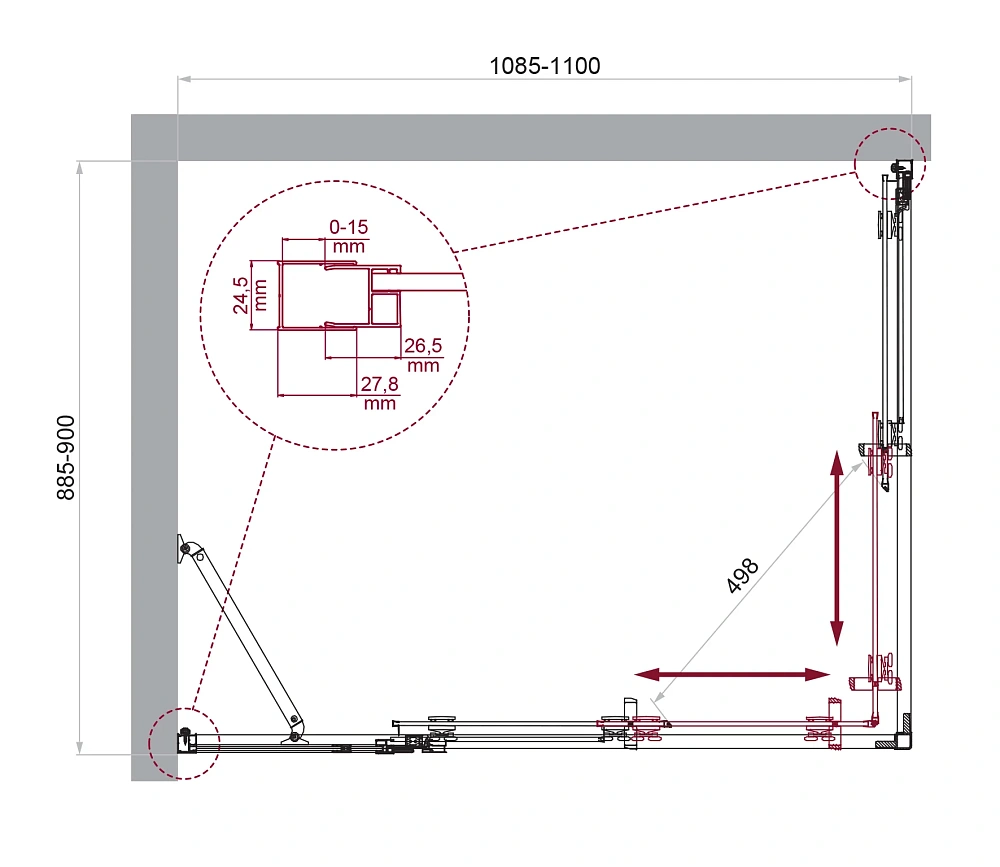 Душевой уголок BelBagno LUCE-AH-21-110/90-C-Cr — Изображение 2
