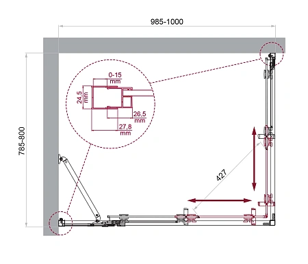 Душевой уголок BelBagno LUCE-AH-21-100/80-C-Cr Душевой уголок BelBagno LUCE-AH-21-100/80-C-Cr