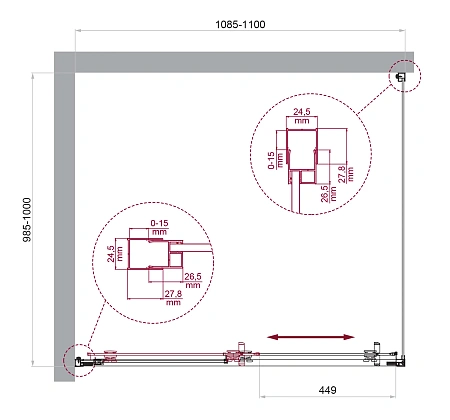 Душевой уголок BelBagno LUCE-AH-1-110/100-C-Cr Душевой уголок BelBagno LUCE-AH-1-110/100-C-Cr