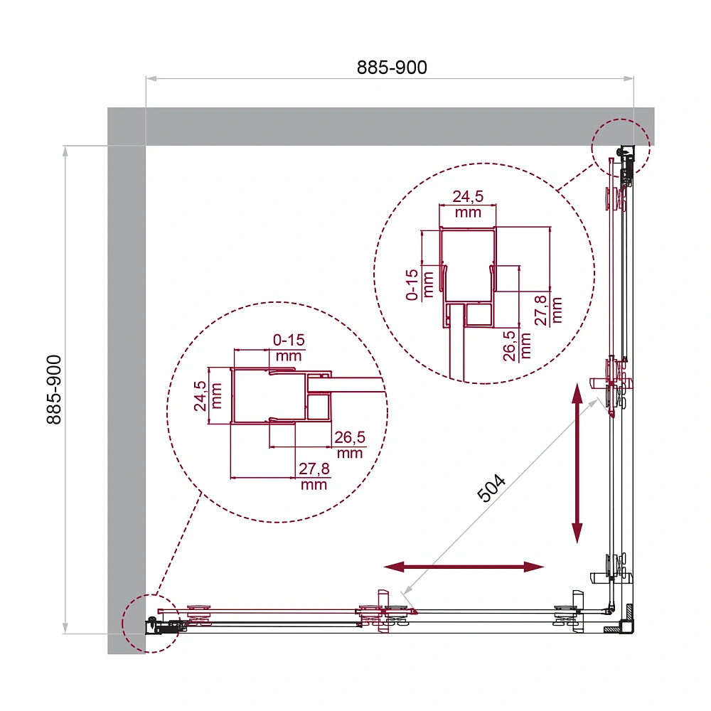 Душевой уголок BelBagno LUCE-A-2-90-P-Cr — Изображение 2