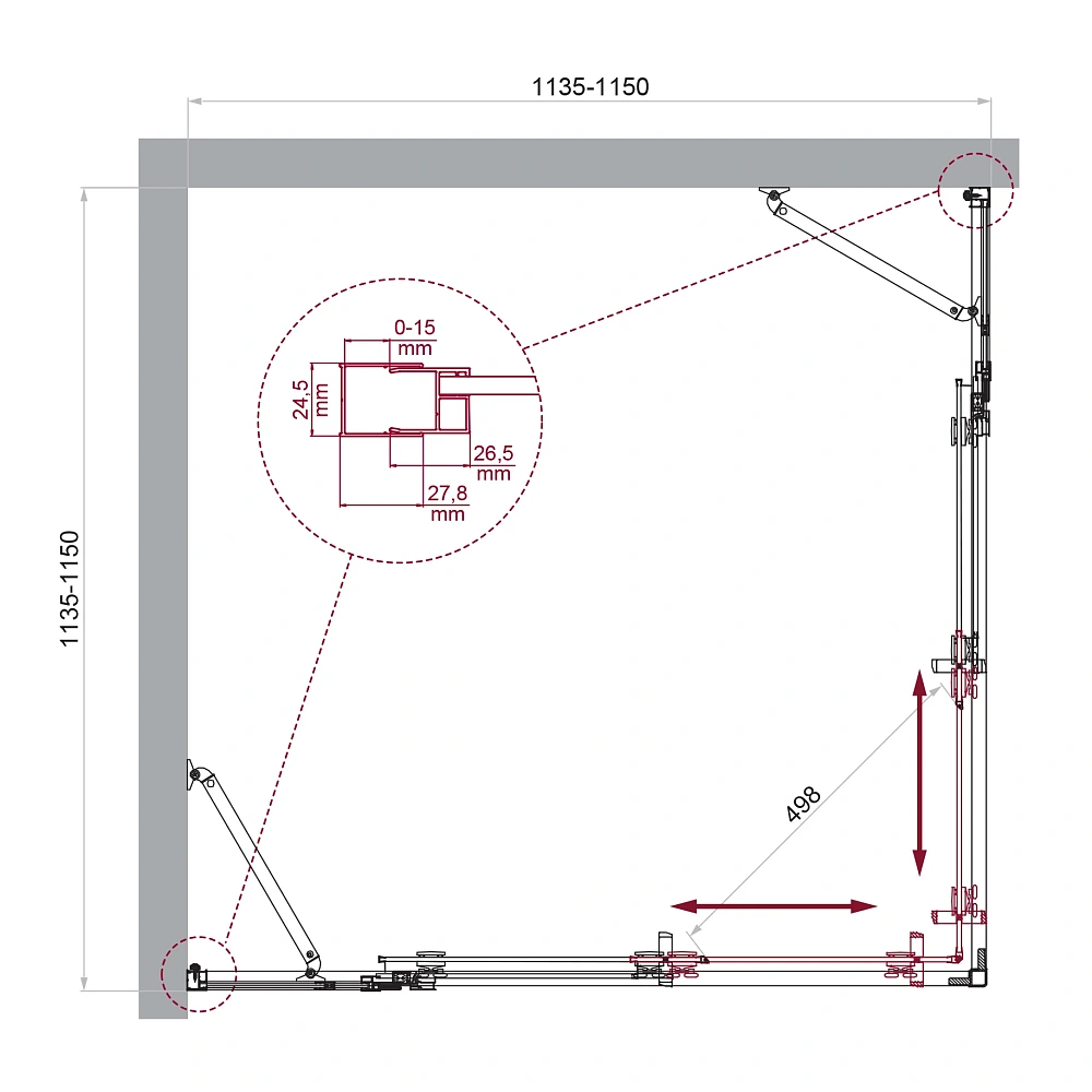 Душевой уголок BelBagno LUCE-A-22-90+25-C-Cr — Изображение 2