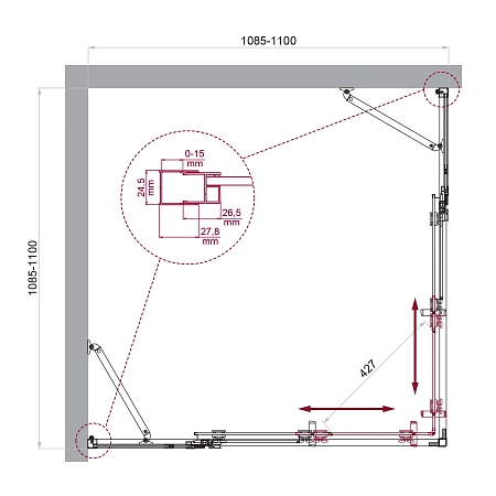 Душевой уголок BelBagno LUCE-A-22-80+30-C-Cr Душевой уголок BelBagno LUCE-A-22-80+30-C-Cr