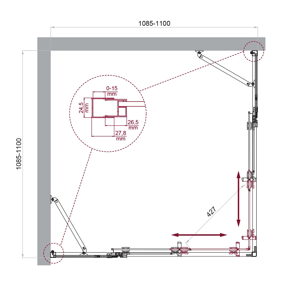 Душевой уголок BelBagno LUCE-A-22-80+30-C-Cr — Изображение 2