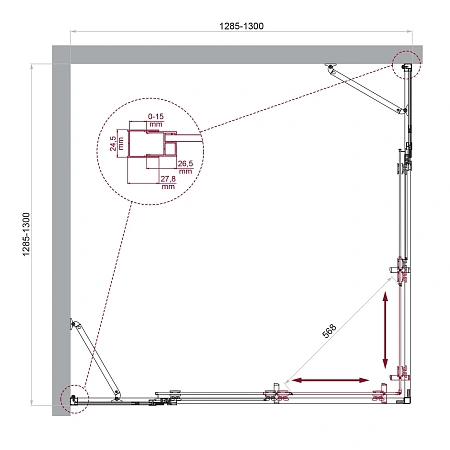 Душевой уголок BelBagno LUCE-A-22-100+30-C-Cr Душевой уголок BelBagno LUCE-A-22-100+30-C-Cr