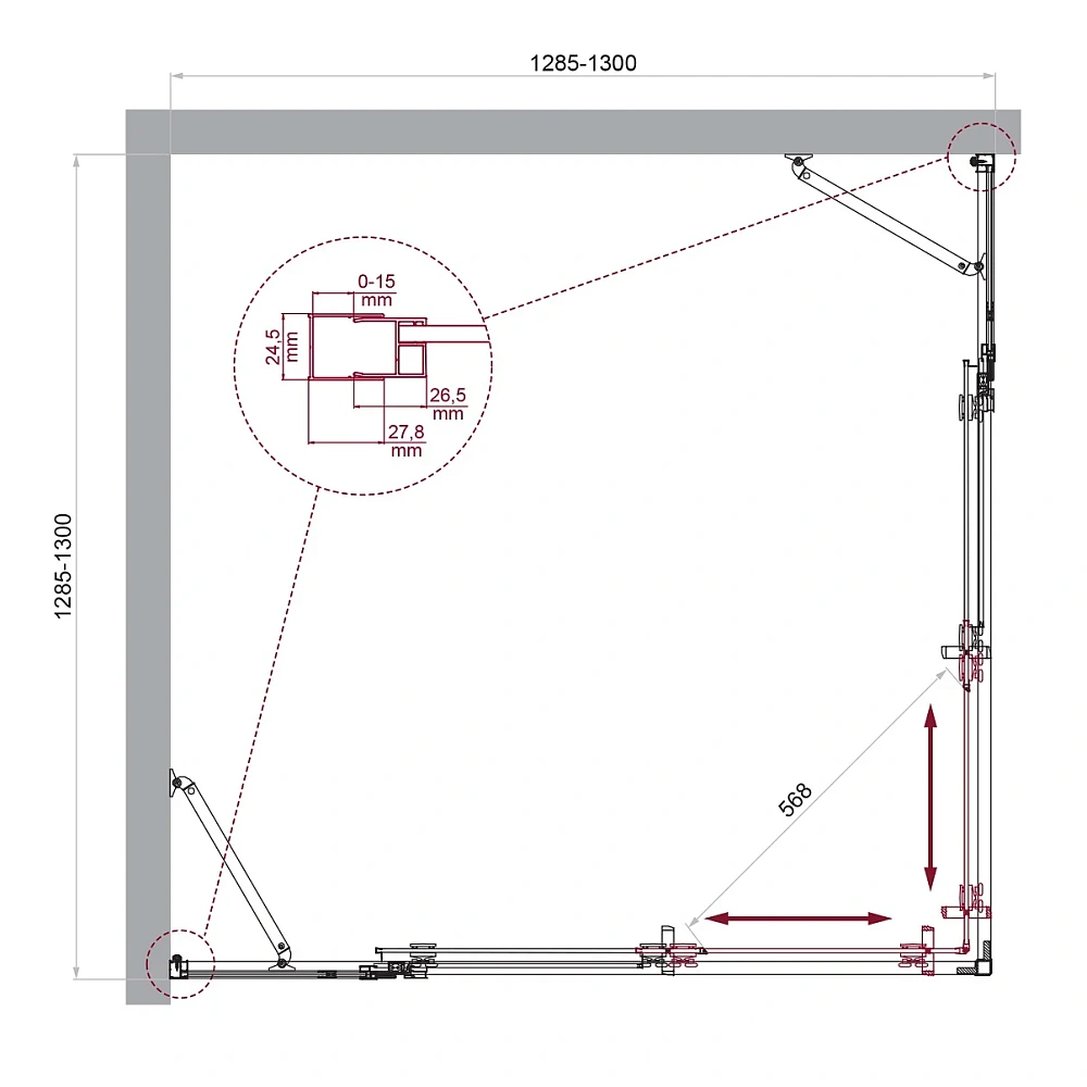 Душевой уголок BelBagno LUCE-A-22-100+30-C-Cr — Изображение 2