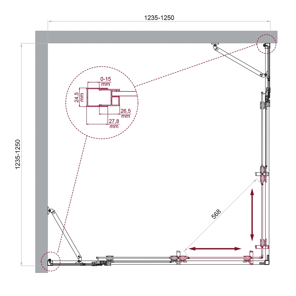 Душевой уголок BelBagno LUCE-A-22-100+25-C-Cr — Изображение 2