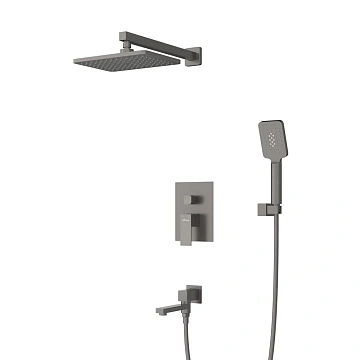 Душевая система CEZARES SLIDER-VDSET-GM встраиваемая, со шлангом, с держателем, оружейная сталь