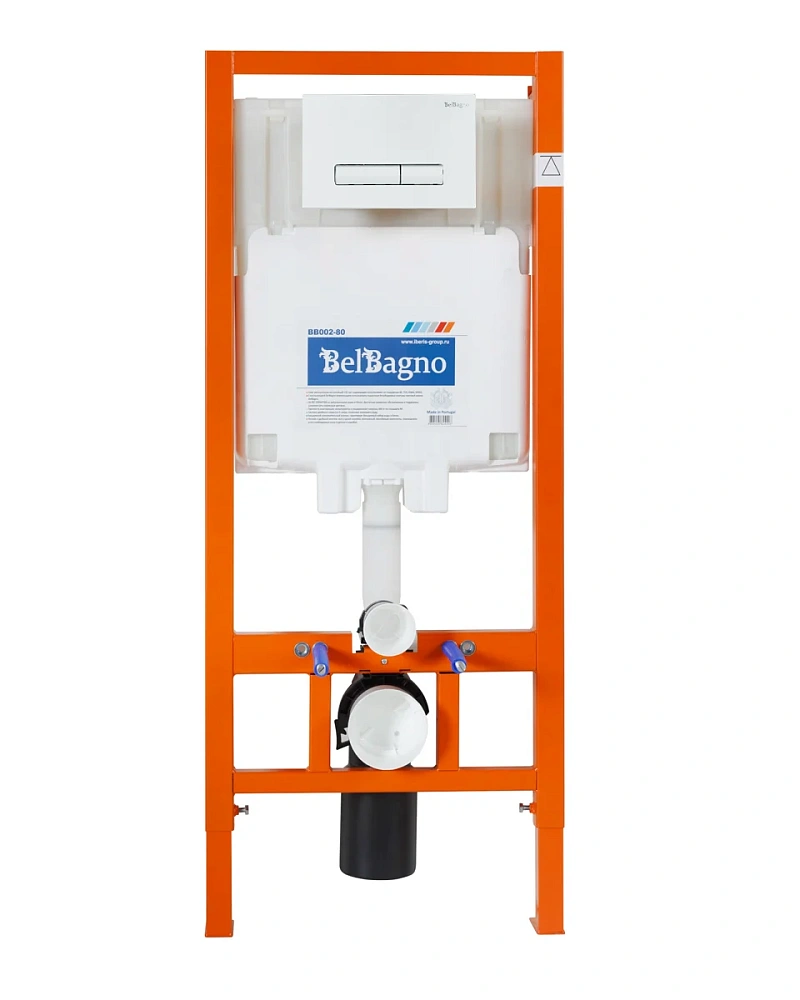 Комплект унитаза BelBagno с сиденьем DUE BB3103CHR/SC инсталляцией BB002-80 и клавишей смыва BB018-GV-BI — Изображение 2