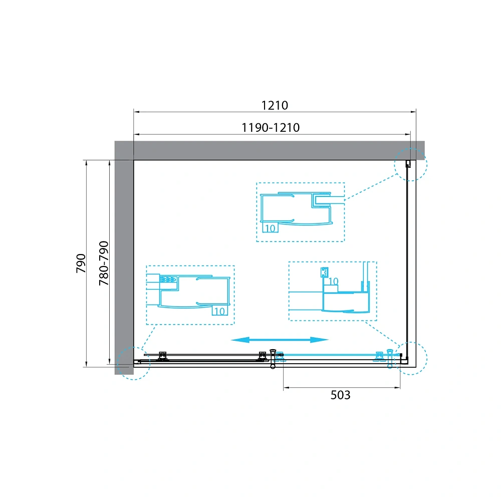 Душевой уголок BelBagno UNO-195-AH-1-120/80-C-NERO 1200x800 мм — Изображение 3