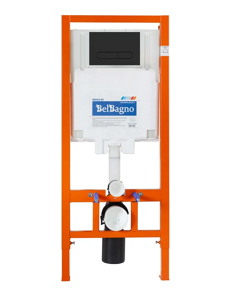 Комплект унитаза BelBagno SELA BB3201CHR-MB с сиденьем BB3201SC-MB инсталляцией BB002-80 и клавишей смыва BB007-PR-NERO.M — Изображение 2
