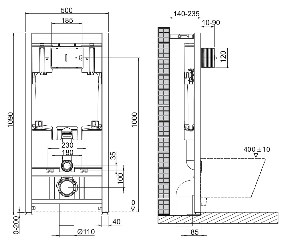 Комплект унитаза BelBagno SELA BB3201CHR-MB с сиденьем BB3201SC-MB инсталляцией BB002-80 и клавишей смыва BB007-PR-NERO.M — Изображение 6