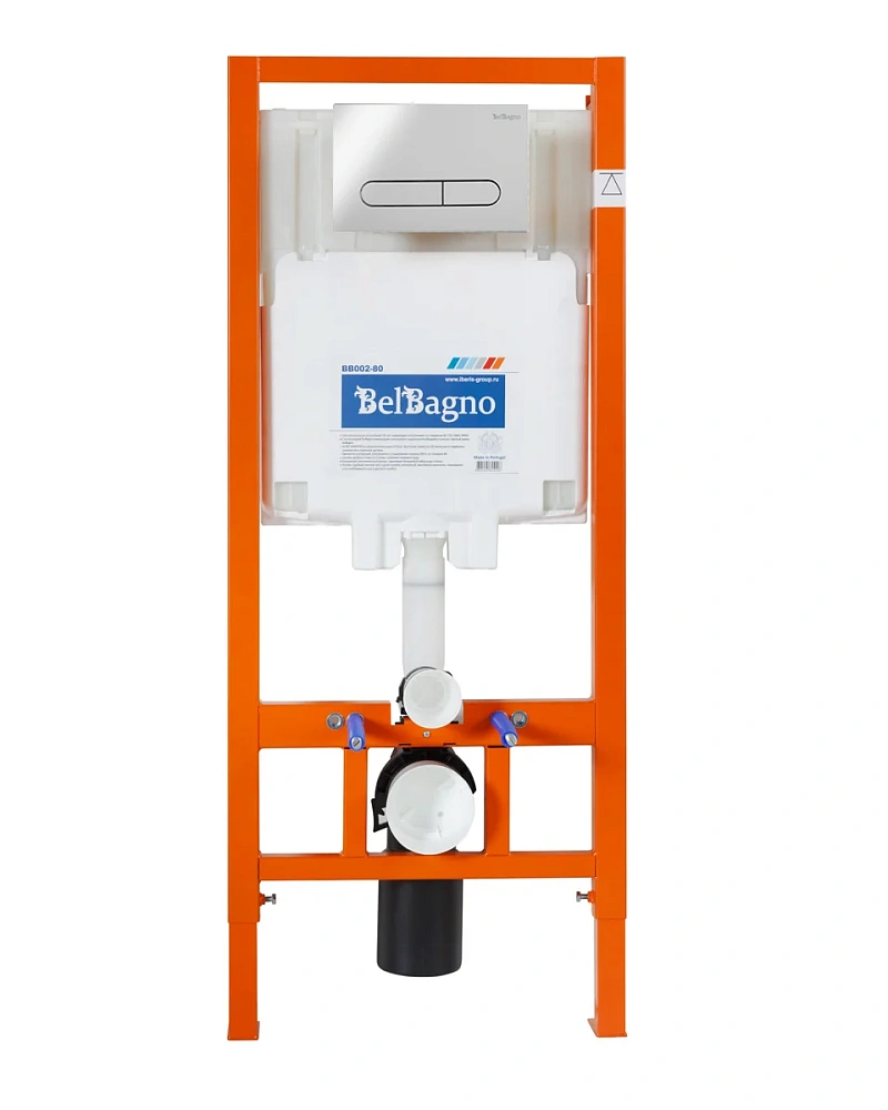 Комплект унитаза BelBagno с сиденьем DUE BB3103CHR/SC инсталляцией BB002-80 и клавишей смыва BB005-PR-CH — Изображение 2