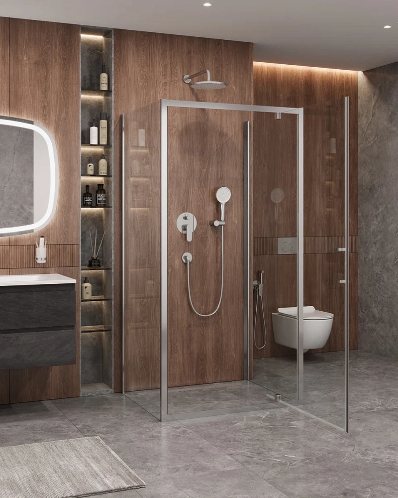 Душевой уголок CEZARES MOLVENO-BA2-100/90-C-Cr-IV 100x90см стекло прозрачное, профиль хром — Изображение 2