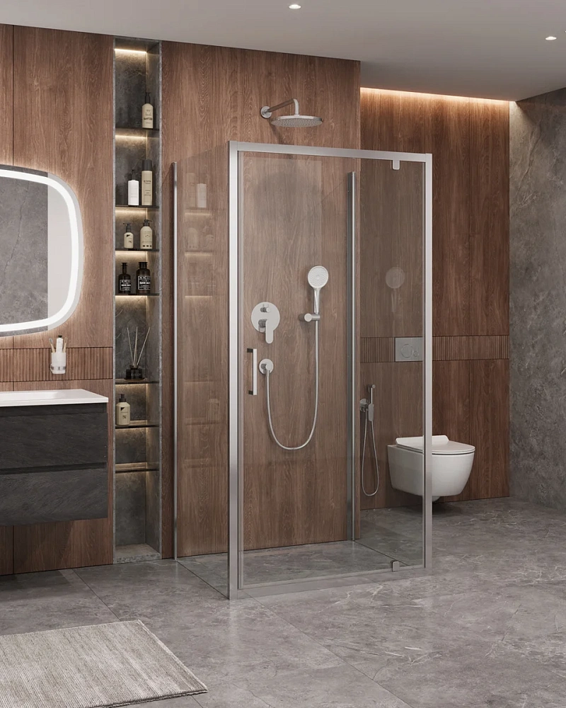 Душевой уголок CEZARES MOLVENO-BA2-100/90-C-Cr-IV 100x90см стекло прозрачное, профиль хром — Изображение 1