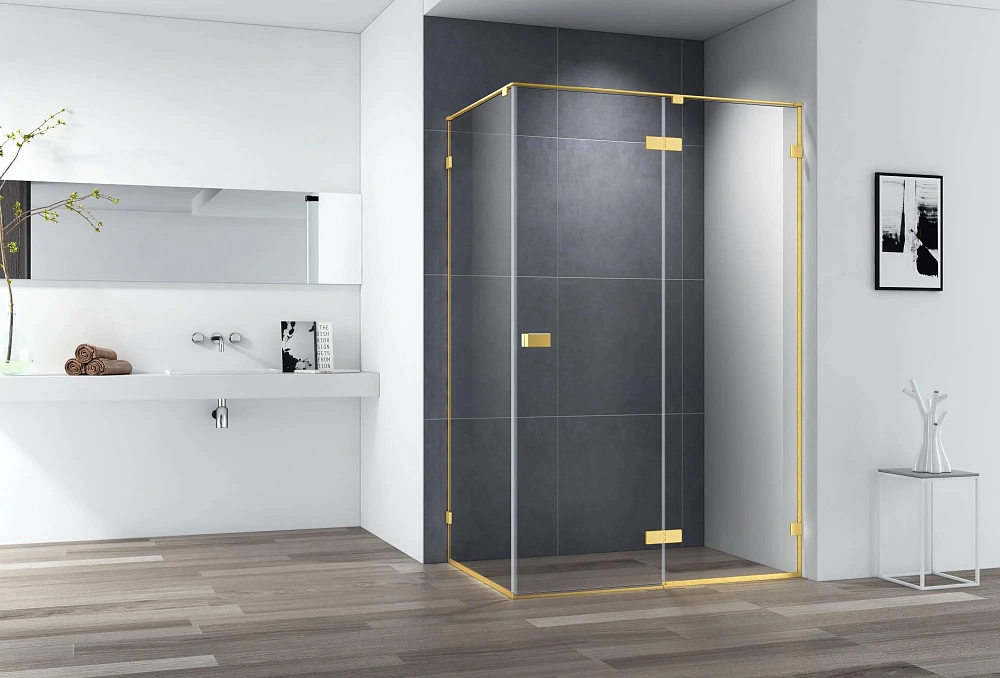 Душевой уголок CEZARES BELLAGIO-AH-1-140/90-C-BORO 140x90см стекло прозрачное, профиль брашированное золото — Изображение 1