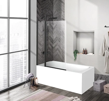 Шторка на ванну BelBagno UNO-V-11-100/150-C-NERO