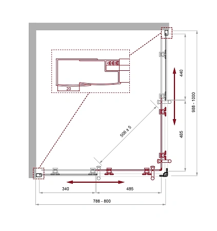 Душевой уголок BelBagno UNO-195-AH-2-100/80-C-NERO 1000x800 мм Душевой уголок BelBagno UNO-195-AH-2-100/80-C-NERO 1000x800 мм