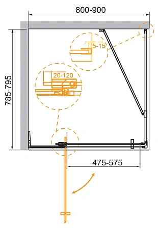Душевой уголок CEZARES SLIDER-AH-1-80-80/90-BR-Cr 80-90x80см стекло тонированное (бронза), профиль хром Душевой уголок CEZARES SLIDER-AH-1-80-80/90-BR-Cr 80-90x80см стекло тонированное (бронза), профиль хром