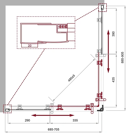 Душевой уголок BelBagno UNO-195-AH-2-90/70-C-Cr 900x700 мм Душевой уголок BelBagno UNO-195-AH-2-90/70-C-Cr 900x700 мм