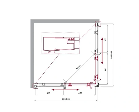 Душевой уголок BelBagno UNO-195-A-2-95-C-Cr 950x950 мм Душевой уголок BelBagno UNO-195-A-2-95-C-Cr 950x950 мм