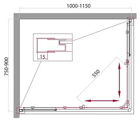 Душевой уголок BelBagno UNIQUE-AH-2-100/115-75/90-C-Cr 1000x900 мм Душевой уголок BelBagno UNIQUE-AH-2-100/115-75/90-C-Cr 1000x900 мм
