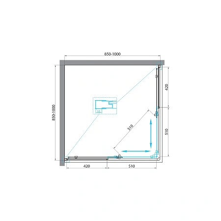 Душевой уголок BelBagno UNIQUE-A-2-85/100-M-Cr 1000x1000 мм Душевой уголок BelBagno UNIQUE-A-2-85/100-M-Cr 1000x1000 мм