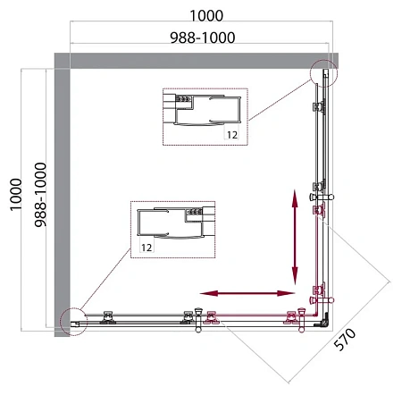 Душевой уголок BelBagno UNO-195-A-2-100-C-Cr 1000x1000 мм Душевой уголок BelBagno UNO-195-A-2-100-C-Cr 1000x1000 мм
