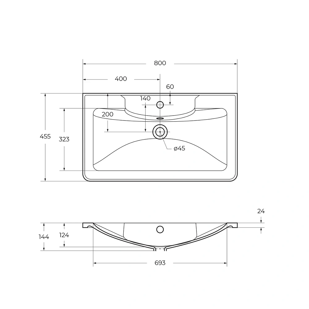 Раковина BelBagno BB800/455-LV-MR-ALR 800x455 — Изображение 3