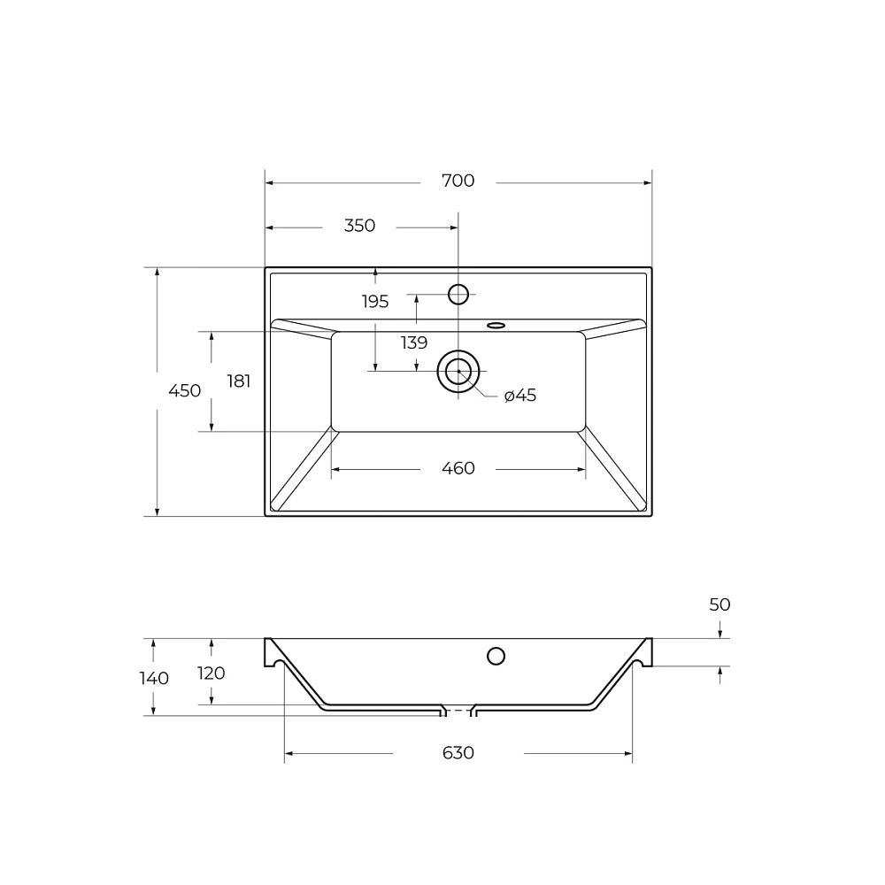 Раковина BelBagno BB700/450-LV-MR-AST 700x450 — Изображение 3